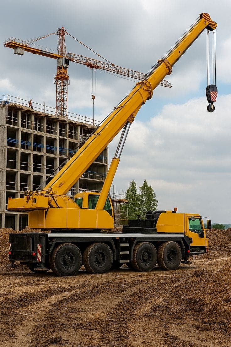 Mobile crane working at a construction site